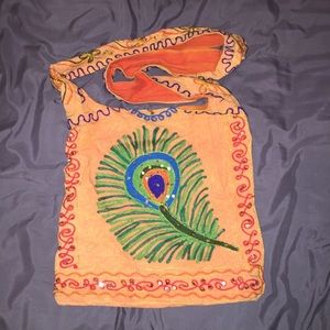 Peacock feather purse